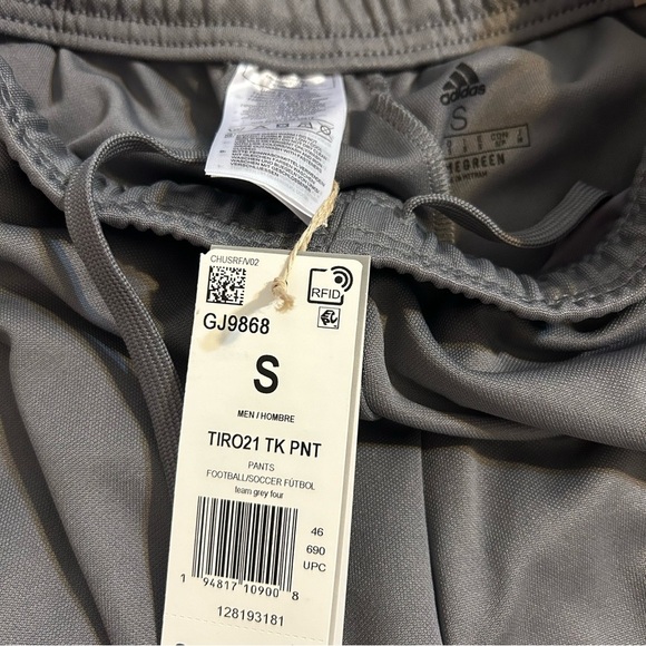 NWT Adidas Tiro 21 Men's Track Pants Front Zip Pockets in Team Grey Four Size S - Picture 8 of 9
